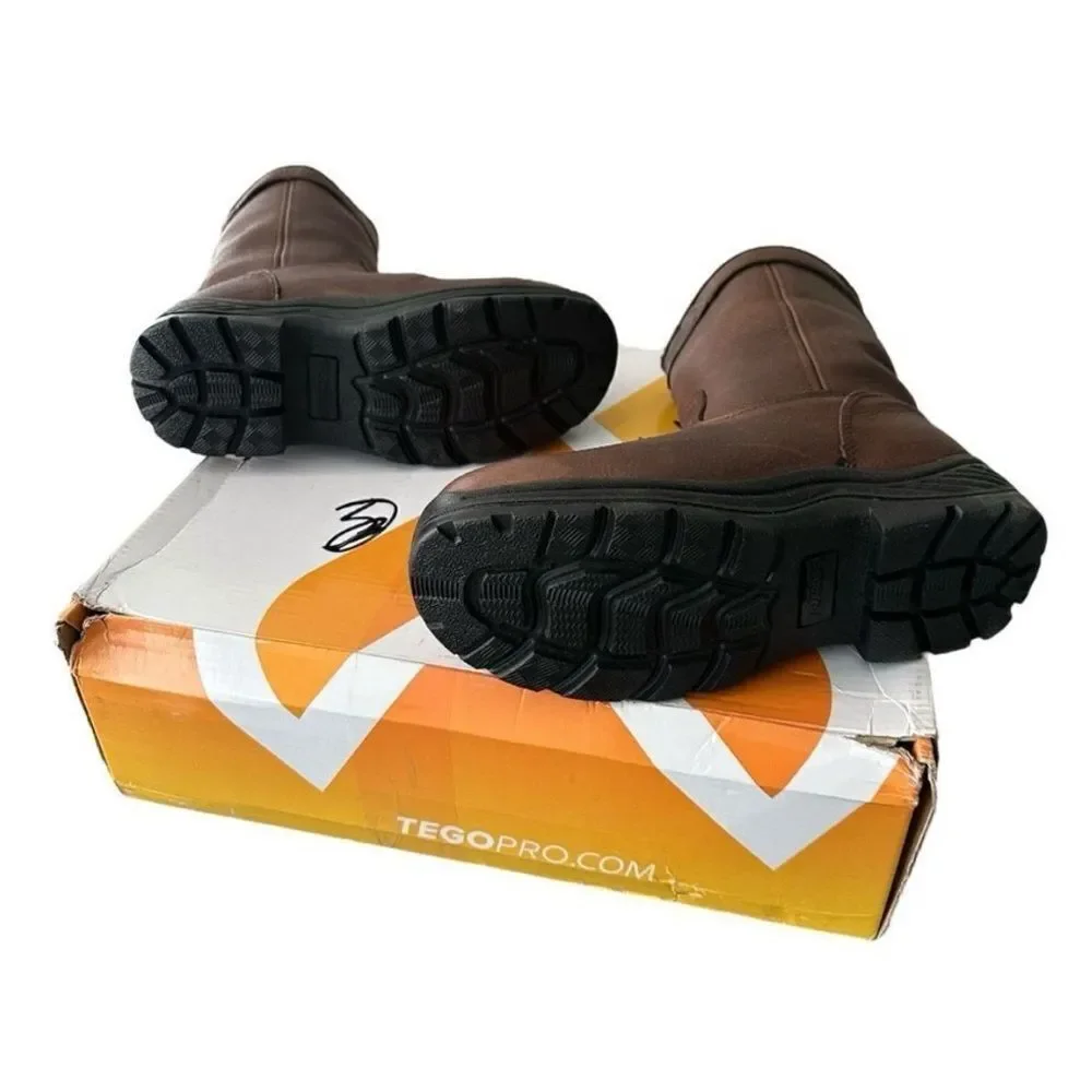 TegoPro Composite Toe Waterproof Slip Resistant Wellington Work Boot Brown 5
